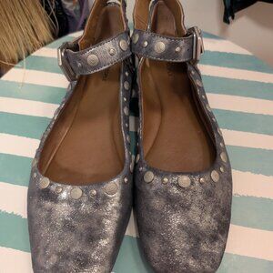 Free People Mystic Mary Jane Flat, metallic silver, sz 9